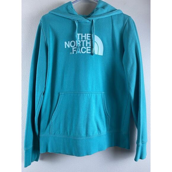 The North Face Sz M Teal LS Kangaroo Pocket Hoodie - Picture 1 of 10